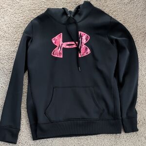 Under Armour Black Hoodie with Pink Logo